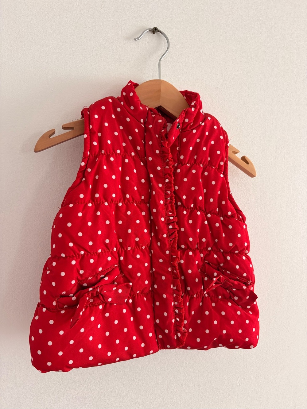 Red Polka Dot Puffer Vest for Kids